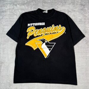 Pittsburgh Penguins Shirt Youth Large Black Vintage 1992 NHL Single Stitch